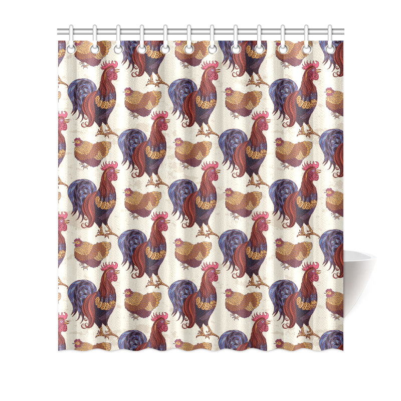 Rooster Pattern Print Design A03 Shower Curtain