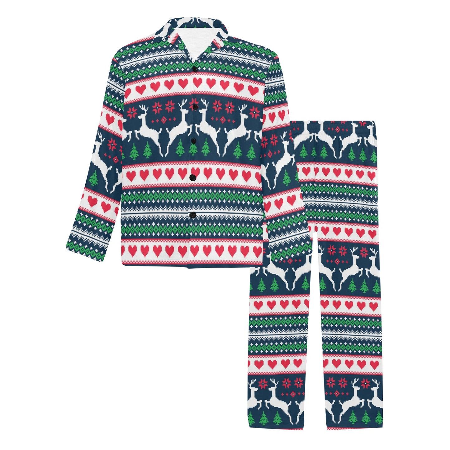 Reindeer Pattern Print Design 03 Men's Long Pajama Set