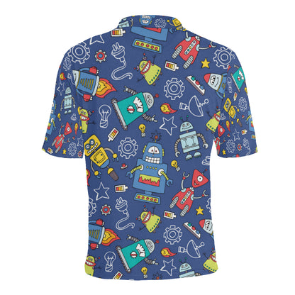 Robot Pattern Print Design A03 Men Polo Shirt