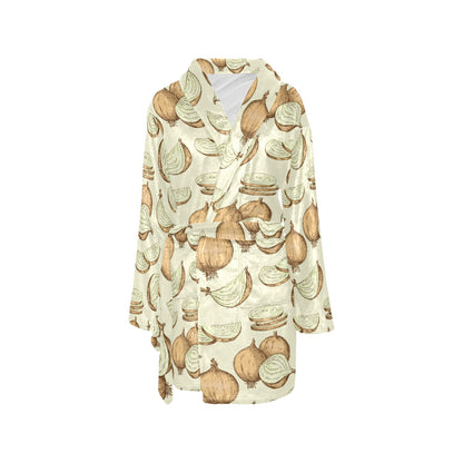 Onion Pattern Print Design A02 Women's Fleece Robe
