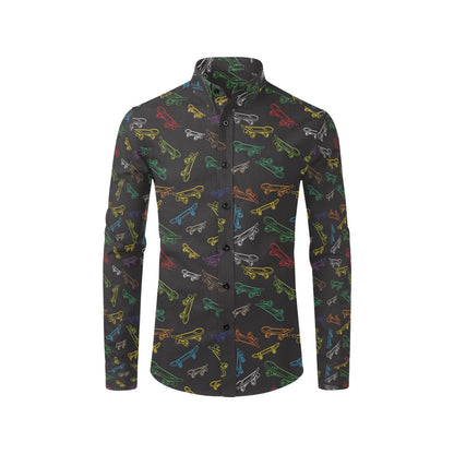 Skateboard Print Design LKS301 Men's Long Sleeve Dress Shirt
