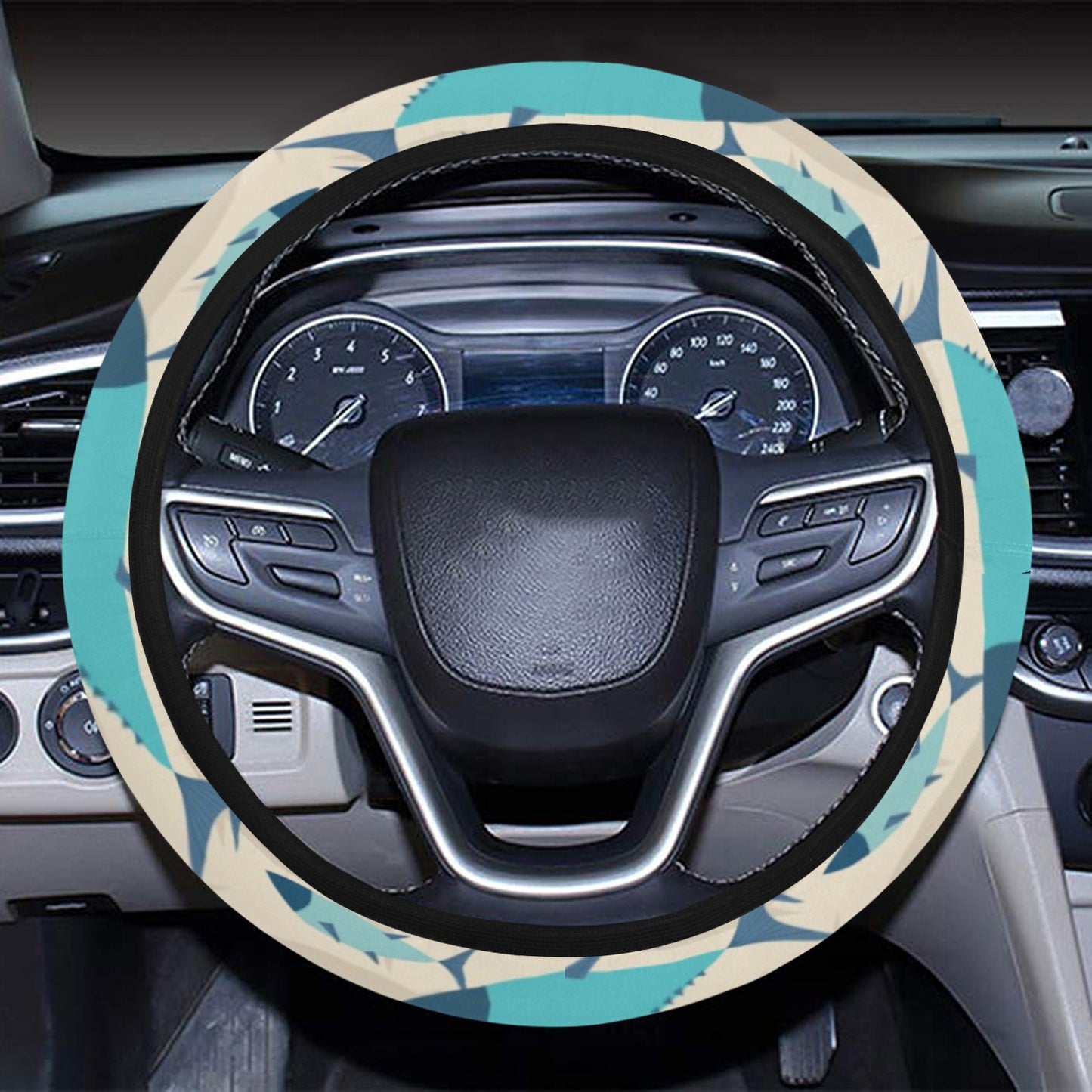Tuna Fish Print Design LKS302 Steering Wheel Cover with Elastic Edge