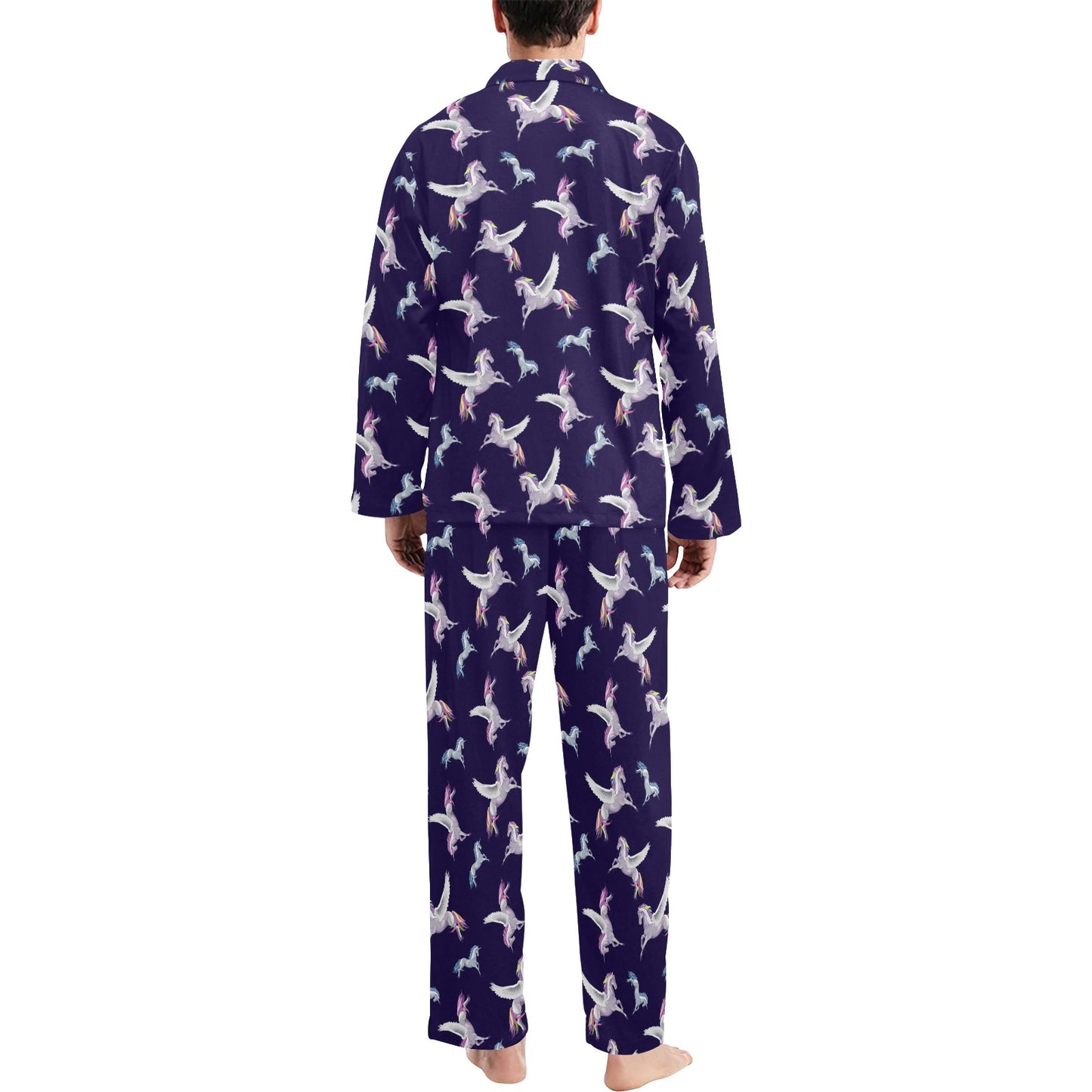Pegasus Pattern Print Design 02 Men's Long Pajama Set