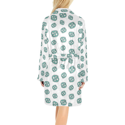 Cancer Zodiac Pattern Print Design 04 Women's Fleece Robe