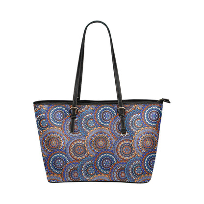 Mandala Boho Chic Design Print Leather Tote Bag