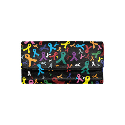 Cancer Awareness Pattern Print Design 03 Women's Trifold Wallet