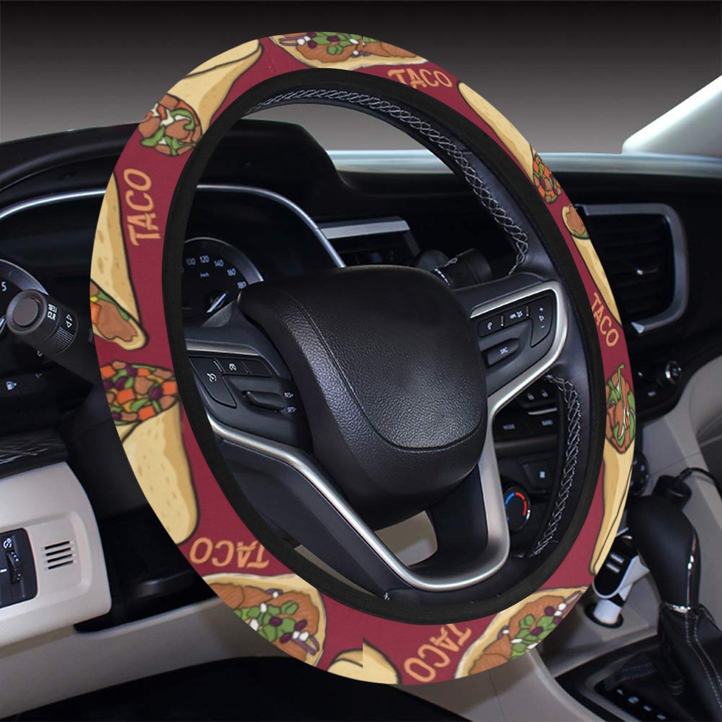 Burrito Taco Print Design LKS302 Steering Wheel Cover with Elastic Edge