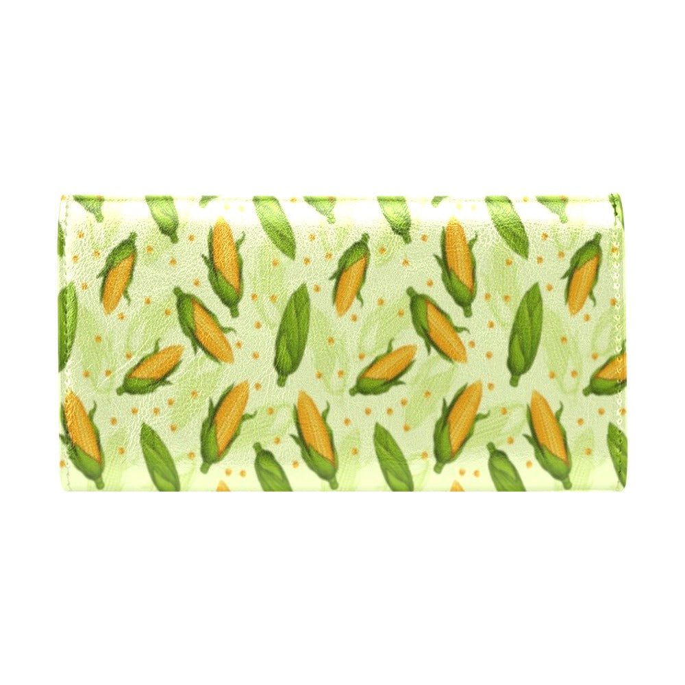 Agricultural Fresh Corn cob Print Pattern Women's Trifold Wallet