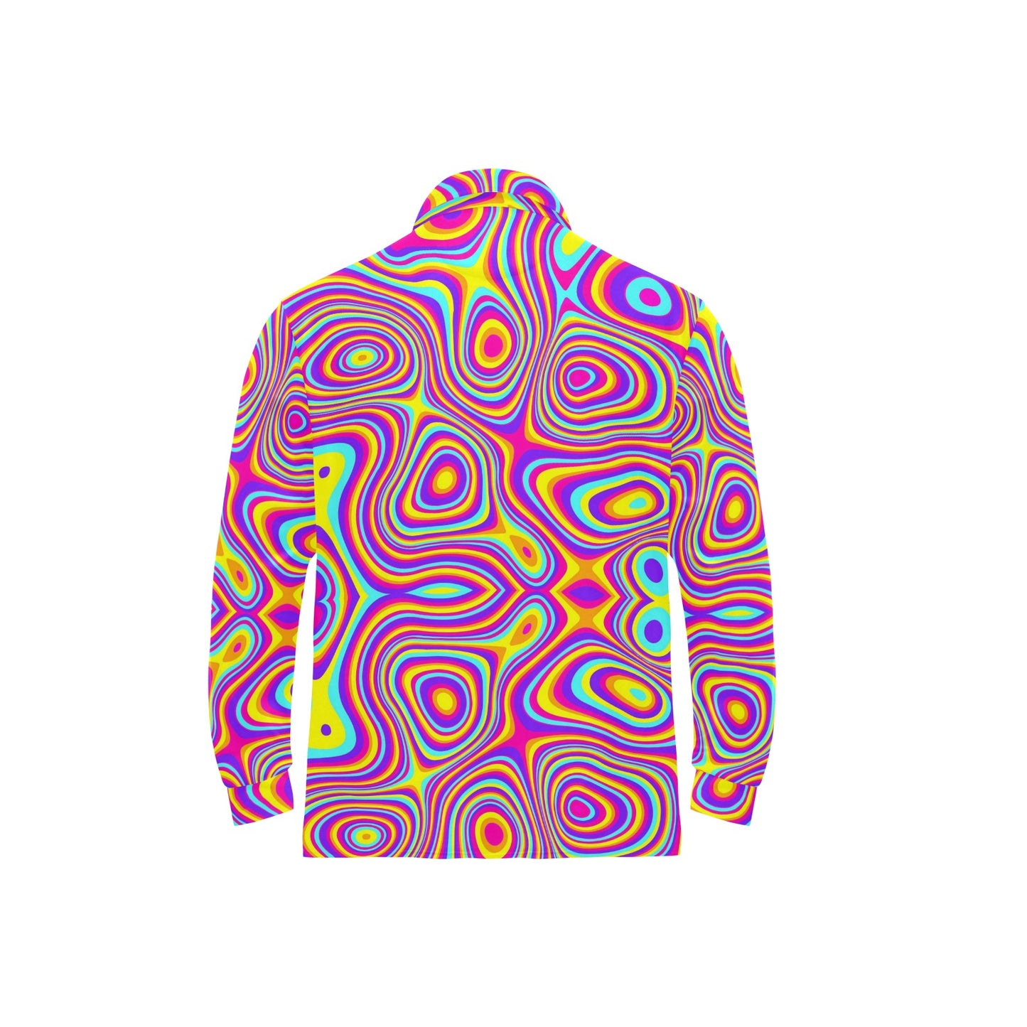 Liquid Pattern Print Design 06 Long Sleeve Polo Shirt For Men's