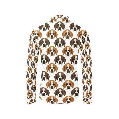 St Bernards Print Design LKS301 Men's Long Sleeve Dress Shirt