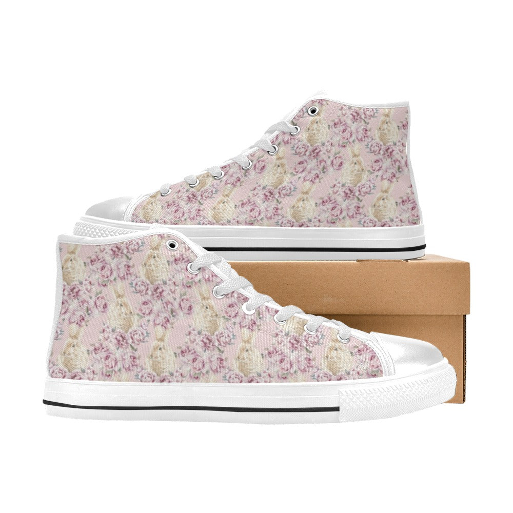 Rabbit Print Design LKS403 Men's High Top Canvas Shoes