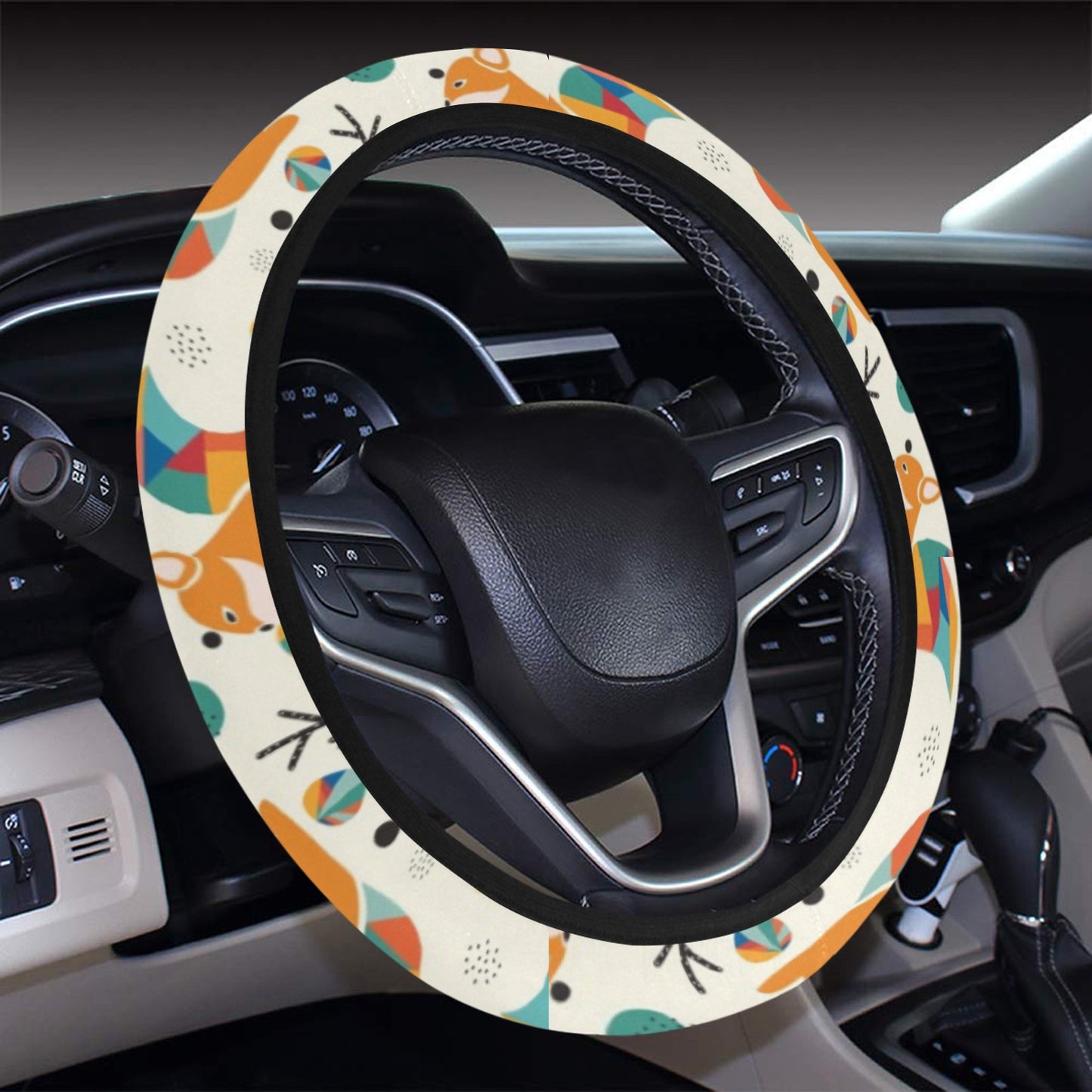 Squirrel Print Design LKS304 Steering Wheel Cover with Elastic Edge