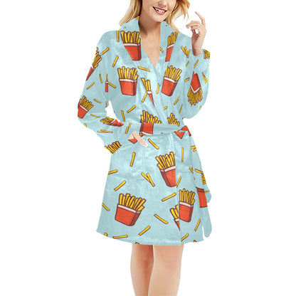 French Fried Pattern Print Design 02 Women's Fleece Robe