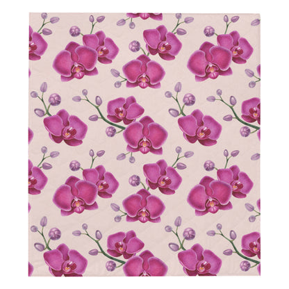 Orchid Pattern Print Design A02 Premium Quilt