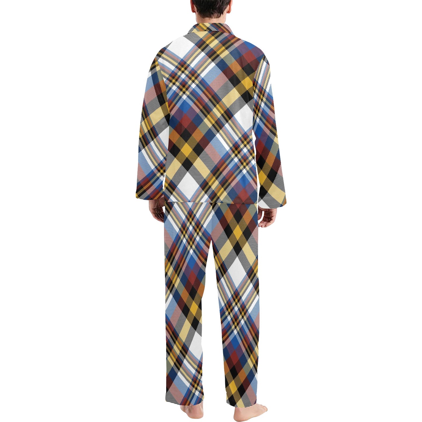 Madras Pattern Print Design 01 Men's Long Pajama Set