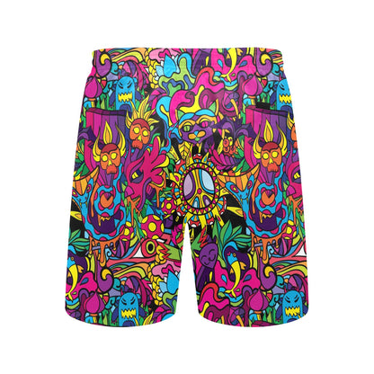 Trippy Print Design LKS304 Men's Swim Trunks Beach Shorts