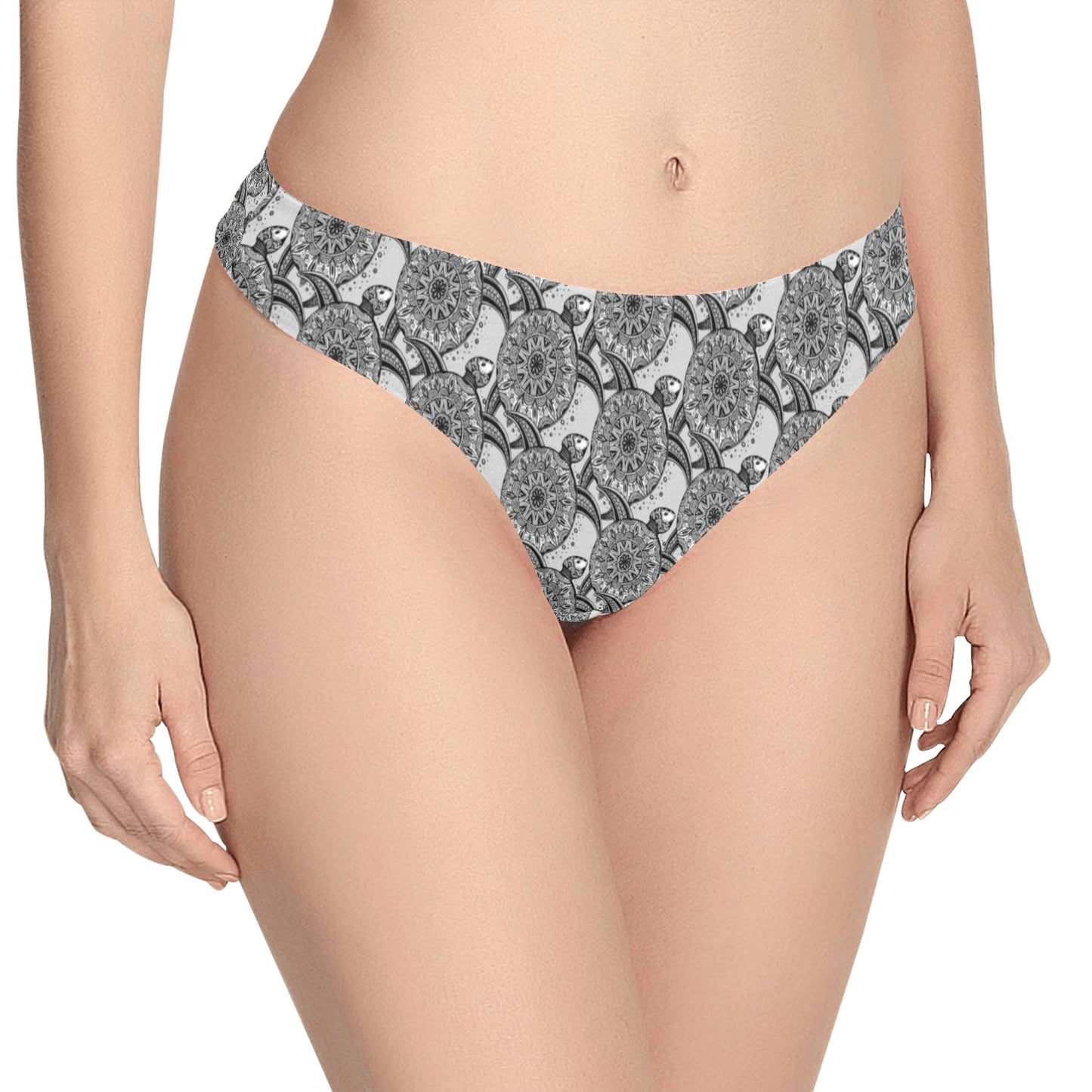 Tribal Turtle Polynesian Themed Print Women's Thongs