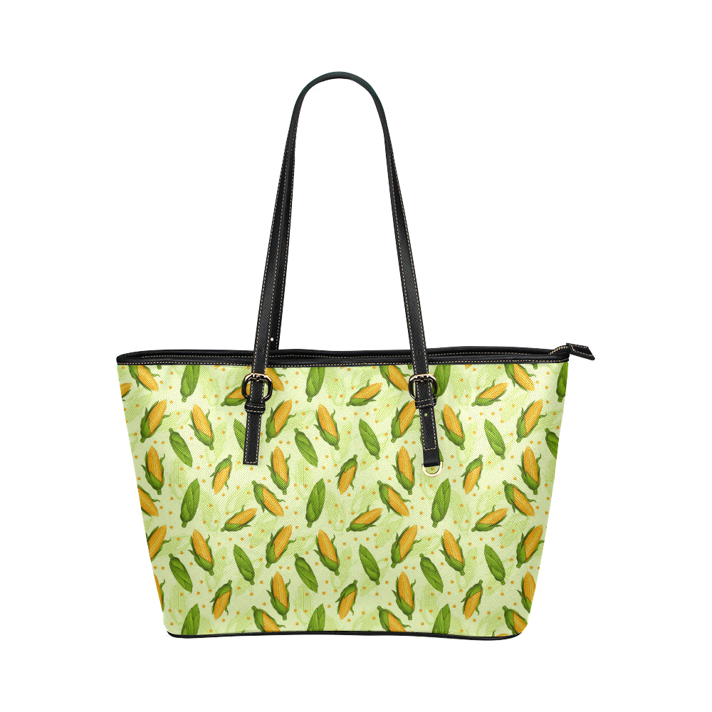 Agricultural Fresh Corn cob Print Pattern Leather Tote Bag