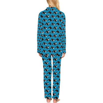 Whale Print Design LKS304 Women's Long Pajama Set