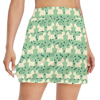 Scottish Terriers Print Design LKS302 17" Golf & Pickleball Skort with Pockets