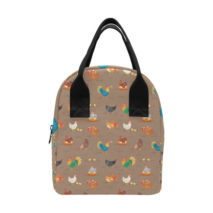 Chicken Happy Print Pattern Insulated Lunch Bag