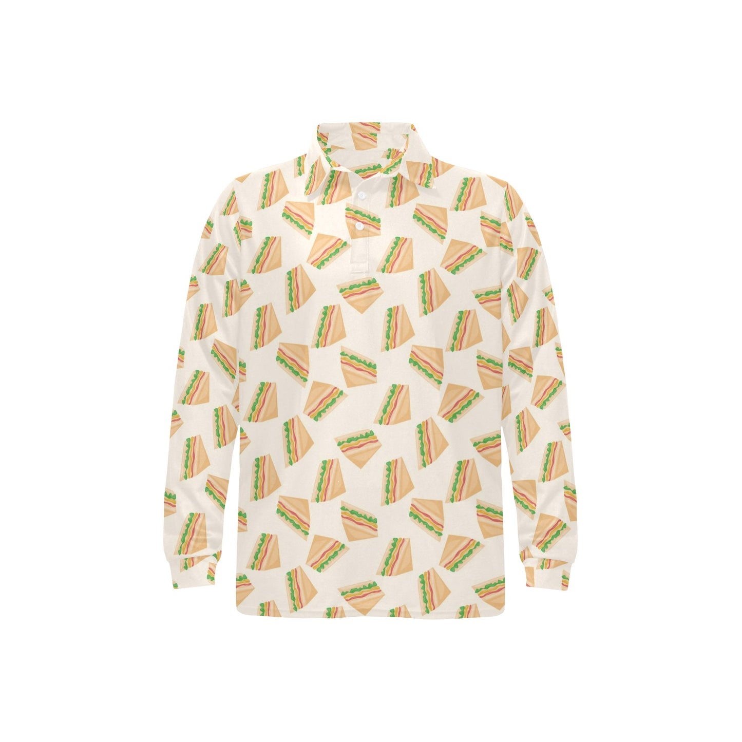 Sandwich Print Design LKS301 Long Sleeve Polo Shirt For Men's