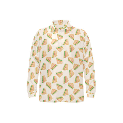 Sandwich Print Design LKS301 Long Sleeve Polo Shirt For Men's