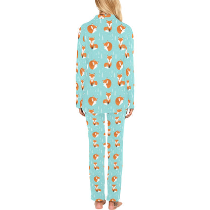 Fox Design Snow Print Pattern Women's Long Pajama Set