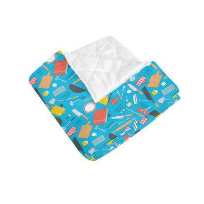 Cooking Kitchen Tools Pattern Print Design 03 Premium Quilt