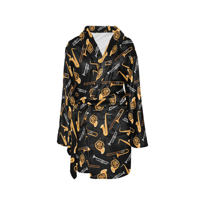 Saxophone Print Design LKS403 Women's Fleece Robe