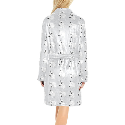 Bull Terrier hand draw Print Pattern Women's Fleece Robe