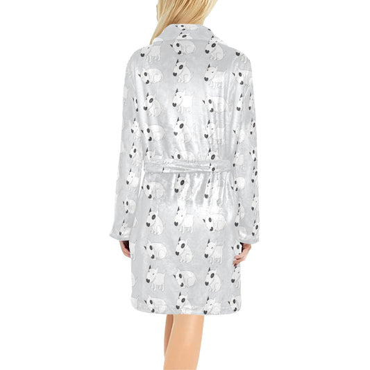 Bull Terrier hand draw Print Pattern Women's Fleece Robe