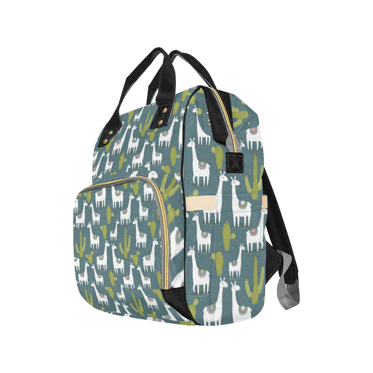 Llama Cactus Pattern Print Design 03 Diaper Bag Backpack