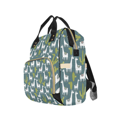 Llama Cactus Pattern Print Design 03 Diaper Bag Backpack