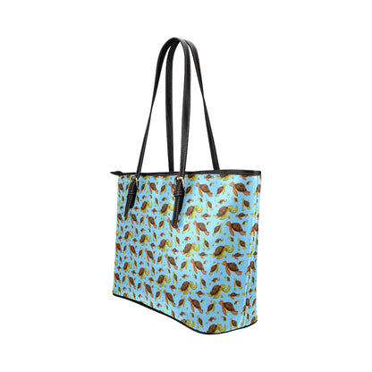 Hello Sea Turtle Print Pattern Leather Tote Bag