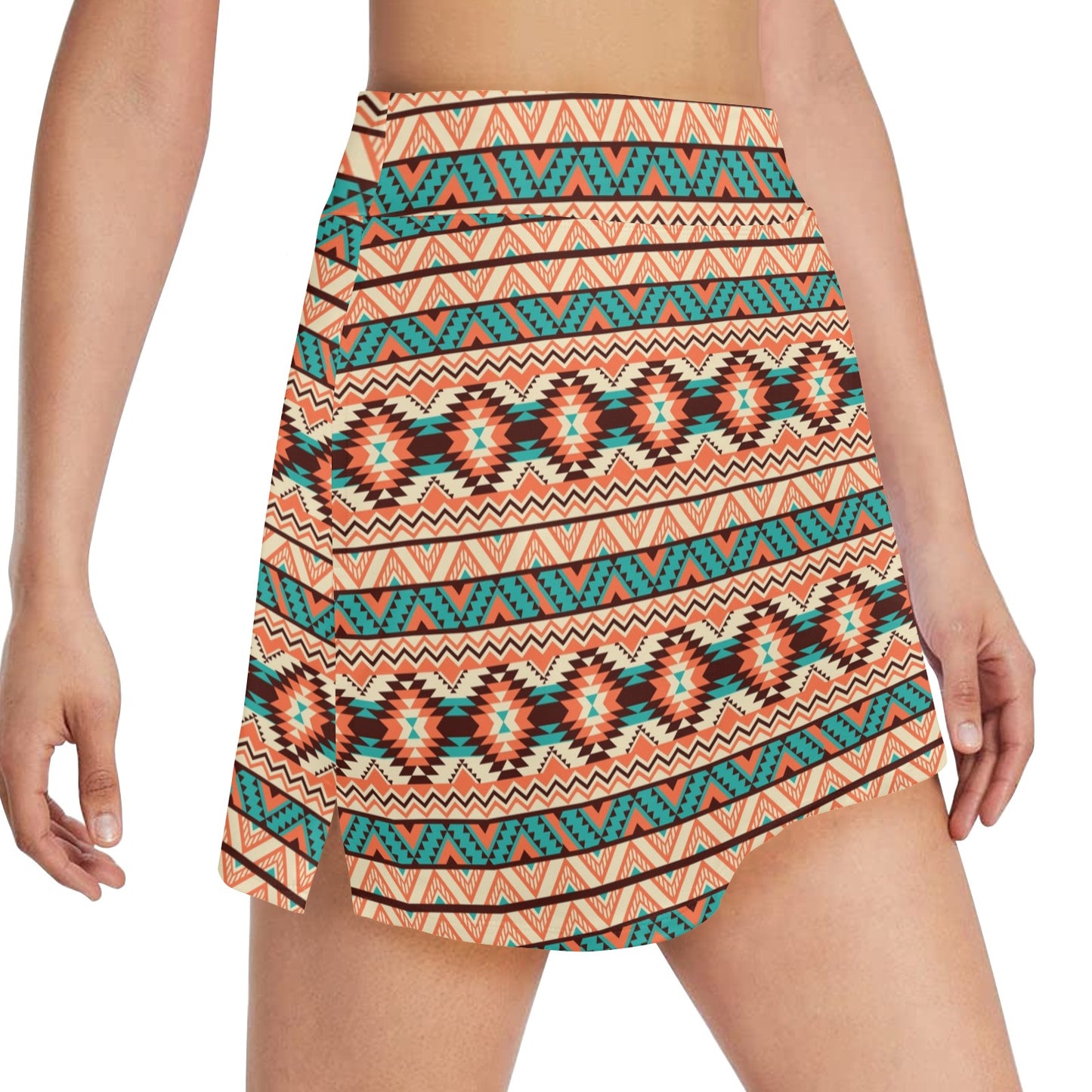 Navajo Western Style Print Pattern 17" Golf & Pickleball Skort with Pockets