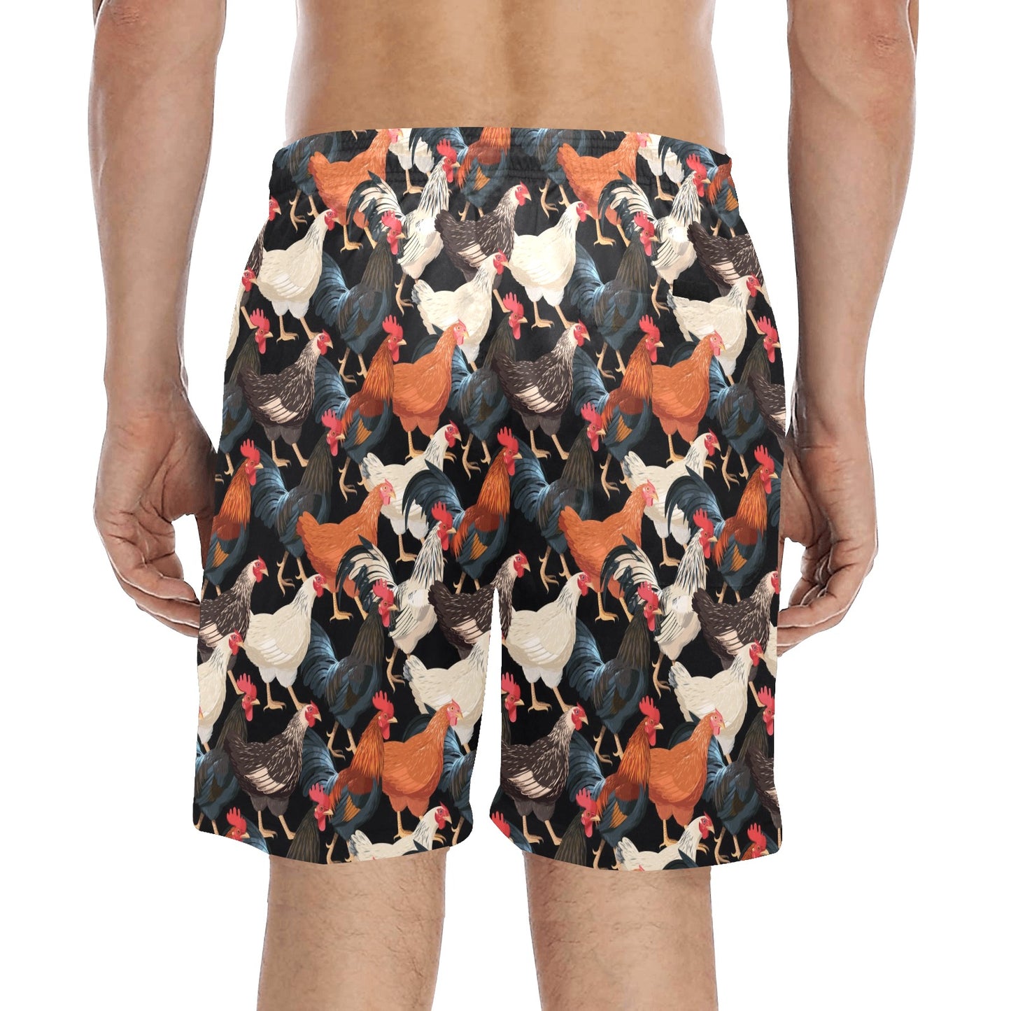 Chicken Print Pattern Men's Swim Trunks Beach Shorts