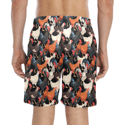 Chicken Print Pattern Men's Swim Trunks Beach Shorts