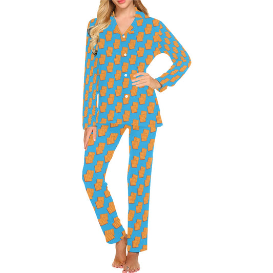 Waffle Print Design LKS304 Women's Long Pajama Set
