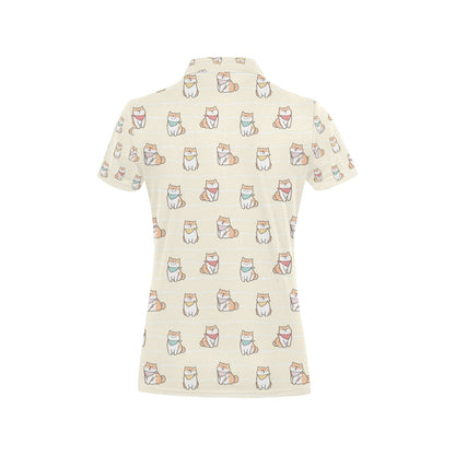 Shiba Inu Print Design LKS306 Women's Polo Shirt