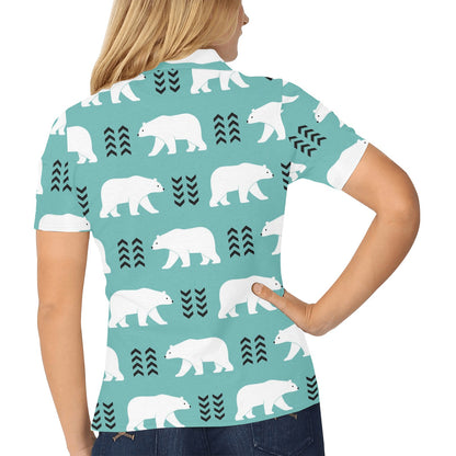 Polar Bear Pattern Print Design A05 Women's Polo Shirt