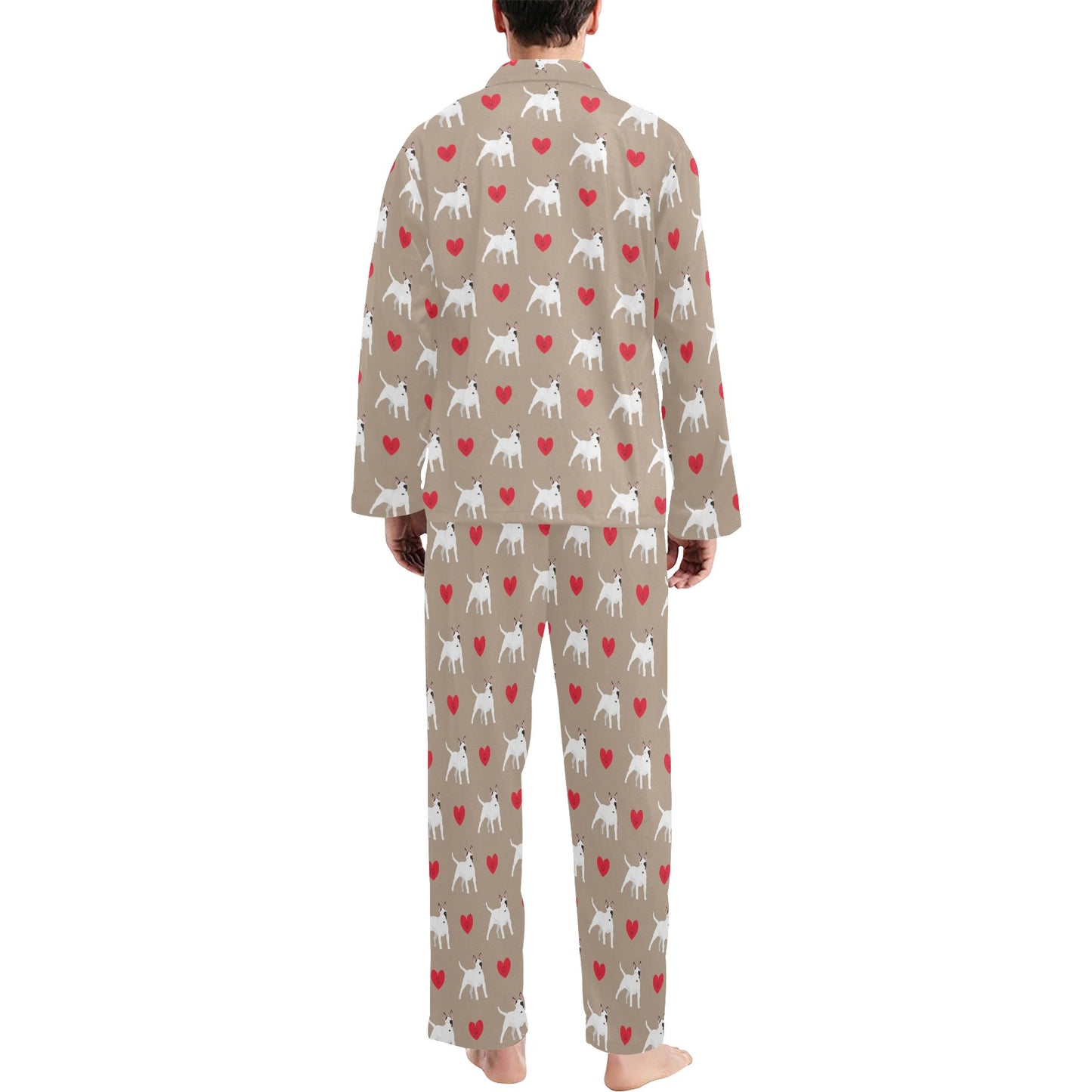 Bull Terriers Pattern Print Design 01 Men's Long Pajama Set