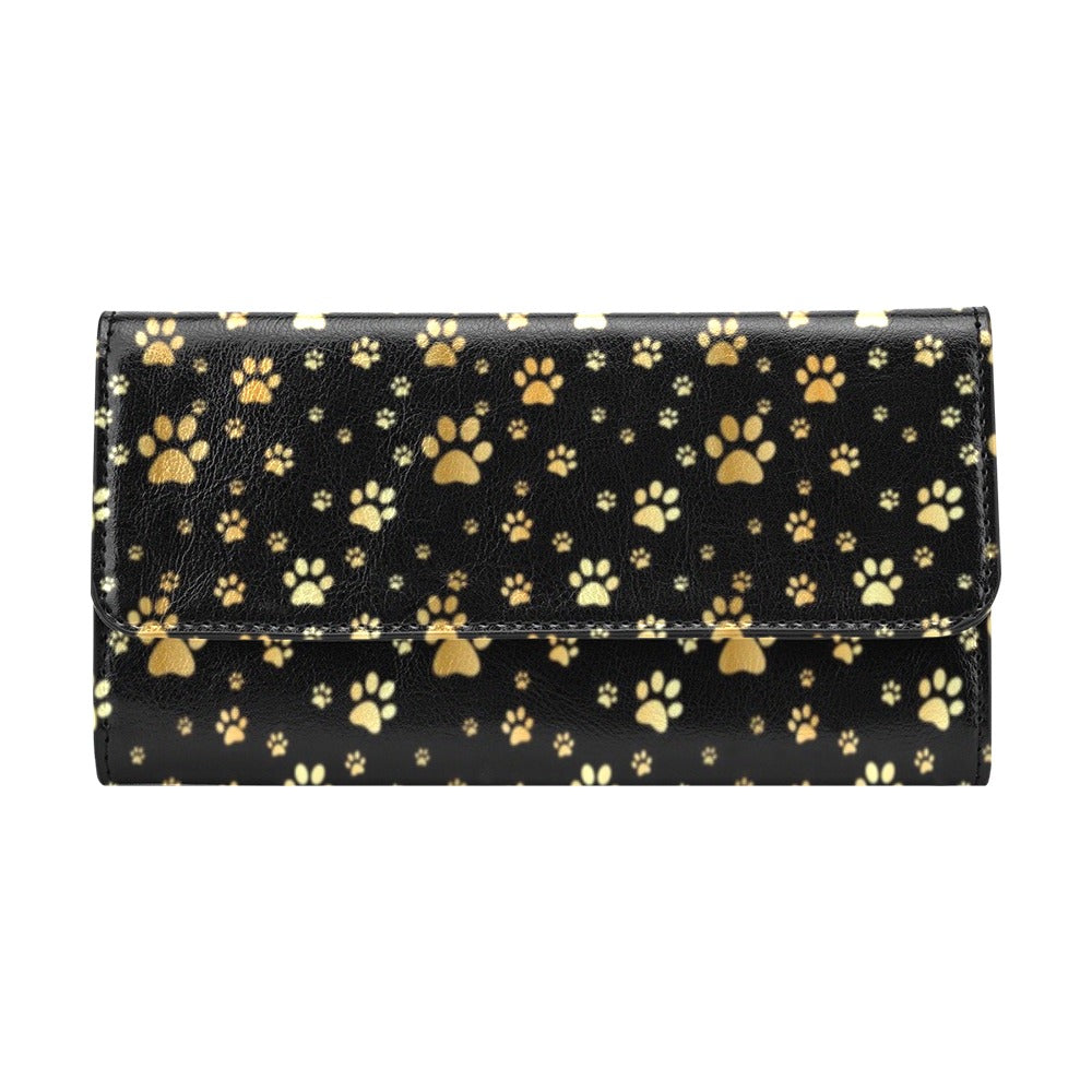 Paw Gold Print Women's Trifold Wallet