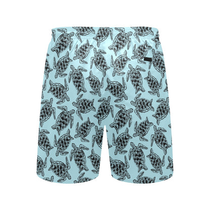 Sea Turtle Print Design LKS3010 Men's Swim Trunks Beach Shorts
