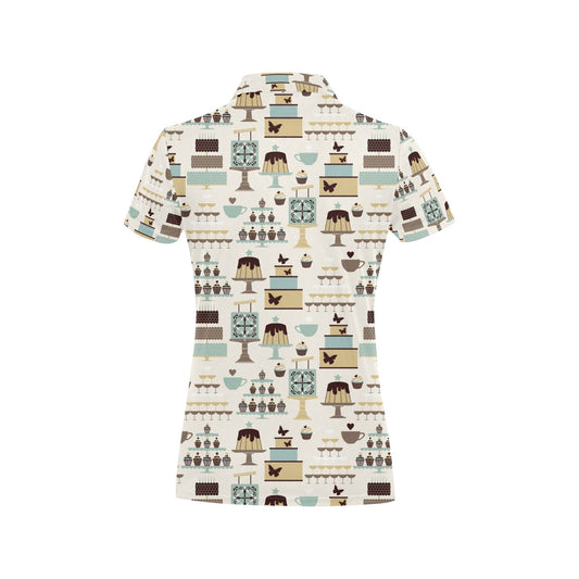 Cake Pattern Print Design 02 Women's Polo Shirt