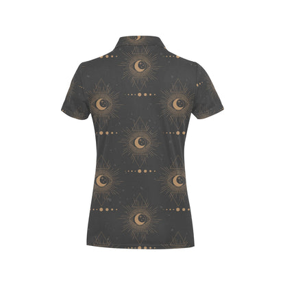 Moon Boho Pattern Print Design 02 Women's Polo Shirt