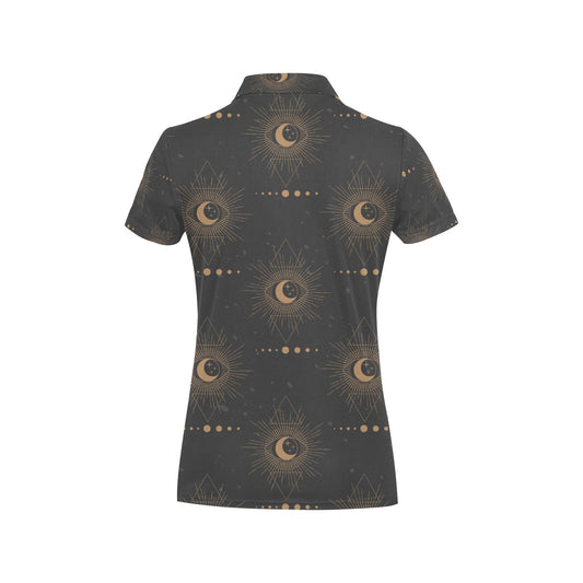 Moon Boho Pattern Print Design 02 Women's Polo Shirt
