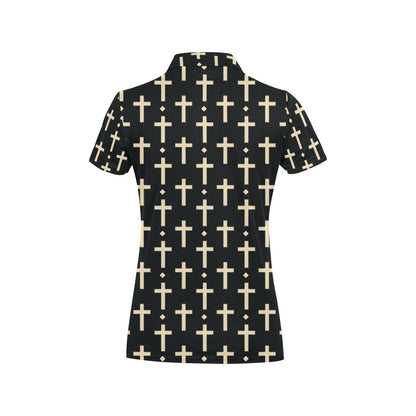 Cross Pattern Print Design 03 Women's Polo Shirt