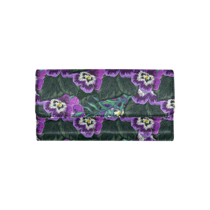Pansy Pattern Print Design PS07 Women's Trifold Wallet