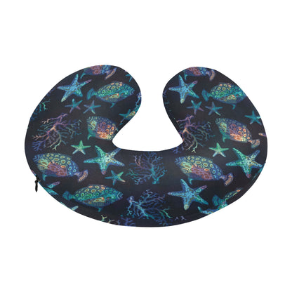 Starfish Pattern Print Design 01 U-Shaped Travel Neck Pillow